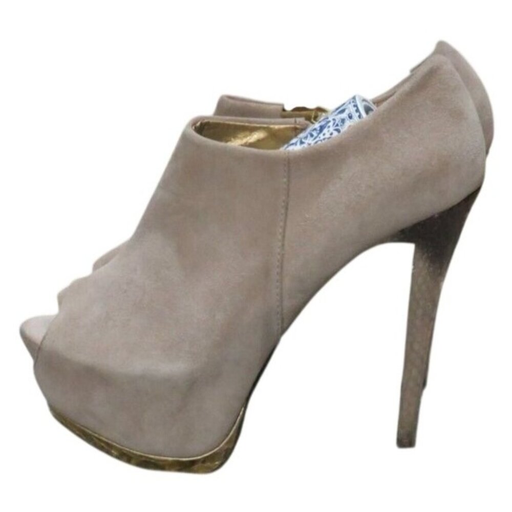Circus by Sam Edelman Taylor platform suede bootie metallic gold trim & heel